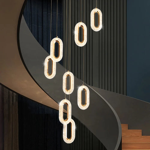 lustre moderne doré pour décoration intérieure escalier restaurant - vue 5 sur 11