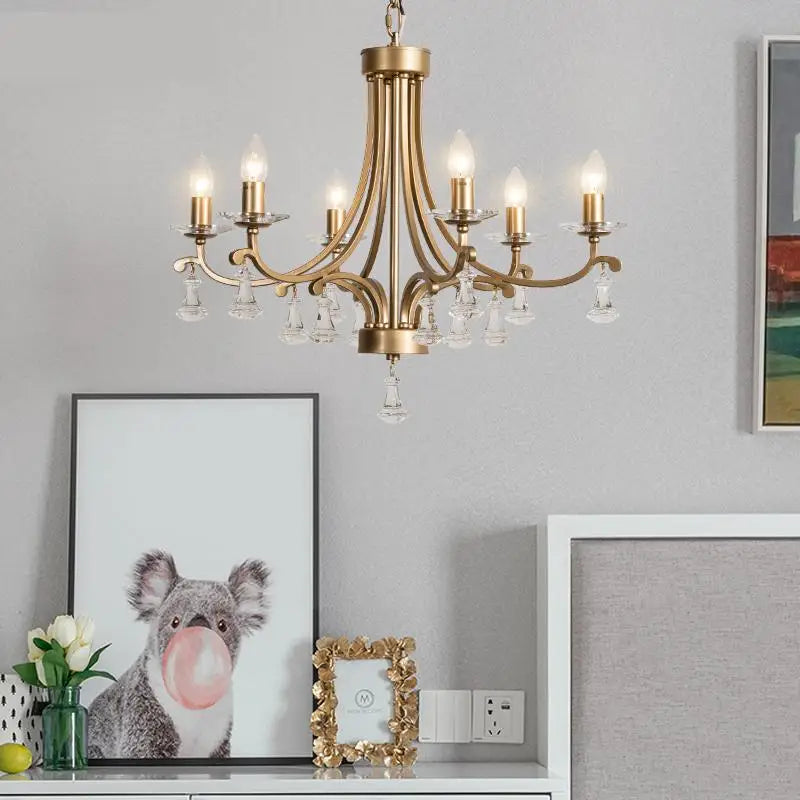 lustre en cristal doré éclairage moderne haut de gamme - vue 5 sur 10