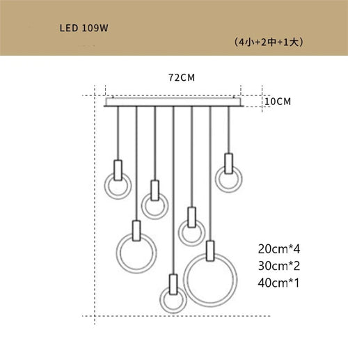 lustre led suspendu style loft pour escalier - vue 12 sur 17