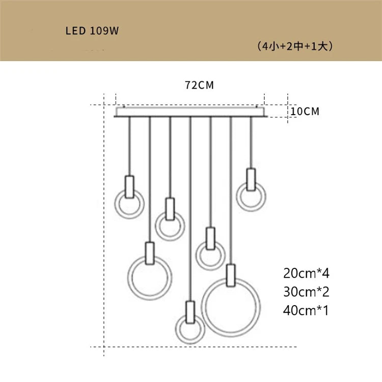 lustre led suspendu style loft pour escalier - vue 12 sur 17