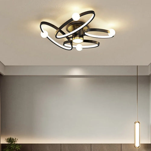 plafonnier led noir anneau maison décor luminaire - vue 5 sur 10
