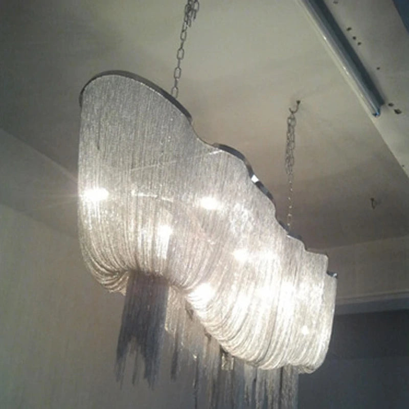suspension moderne à pampilles en aluminium pour éclairage décoratif intérieur - vue 2 sur 8