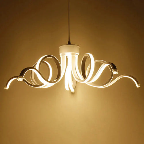 lustre suspendu moderne télécommandé en aluminium acrylique éclairage intelligent - vue 4 sur 9