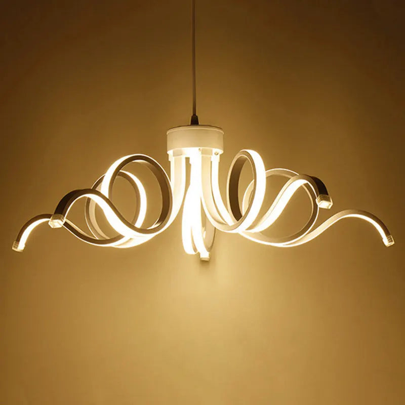 lustre suspendu moderne télécommandé en aluminium acrylique éclairage intelligent - vue 3 sur 9