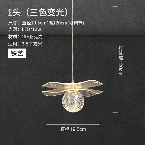 lustre moderne en acrylique et cuivre led feuille de lotus - vue 19 sur 18