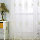 Rideau brodé floral festonné style européen pour salon