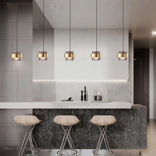 lustre led moderne en verre cylindrique style nordique - vue 8 sur 8