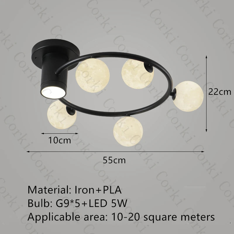 plafonnier design en métal noir doré boule blanche pour intérieur moderne - vue 16 sur 18