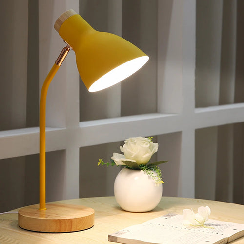 lampe de table led en bois et fer art nordique protection des yeux - vue 6 sur 12