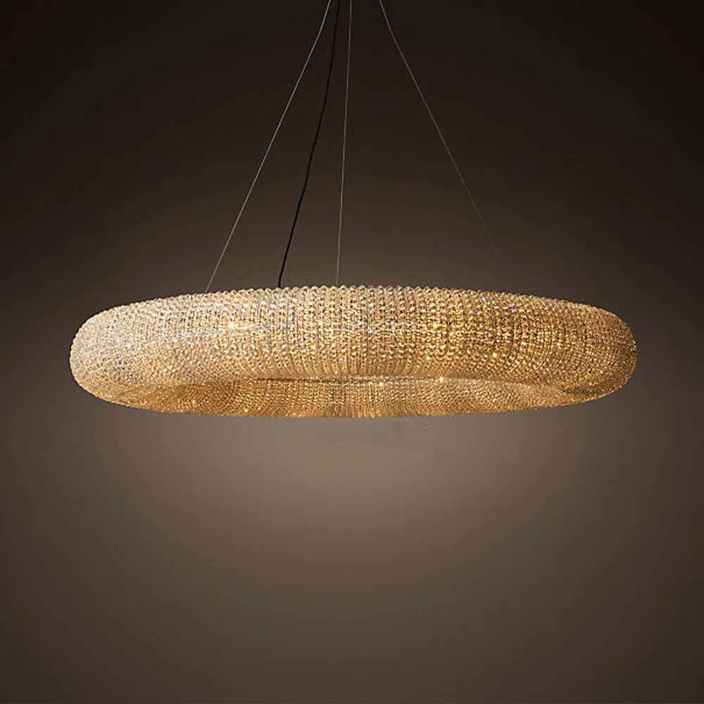lustre design moderne à led avec anneau en cristal - vue 2 sur 6