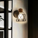 applique murale led moderne en bois avec cage en fer