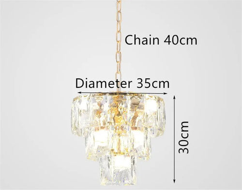 lustre rond en acier doré avec cristal et éclairage led intérieur - vue 7 sur 9