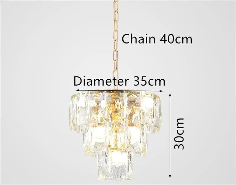 lustre rond en acier doré avec cristal et éclairage led intérieur - vue 6 sur 9