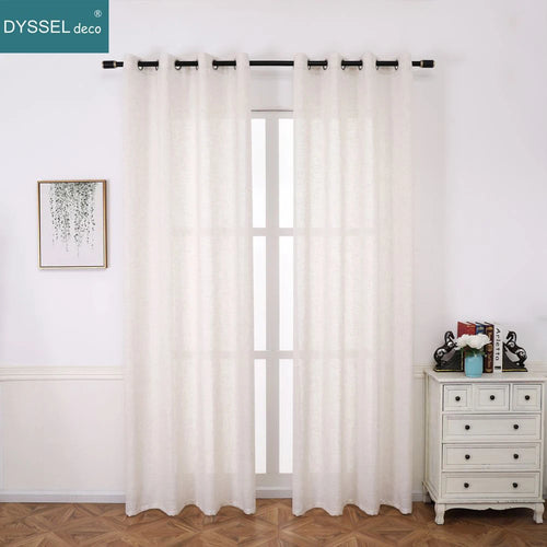 Rideau effet lin rayures style américain salon chambre - vue 3 sur 6