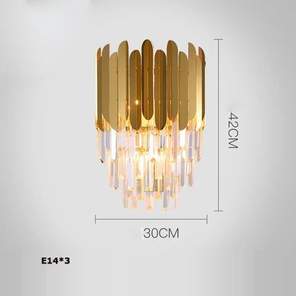 lustre en cristal design art déco en acier inoxydable avec éclairage led - vue 10 sur 19