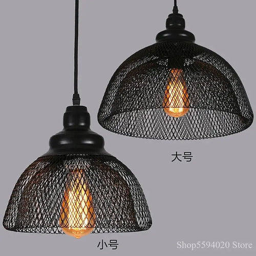 lustre cage à oiseaux style loft rétro en fer créatif minimaliste - vue 6 sur 18