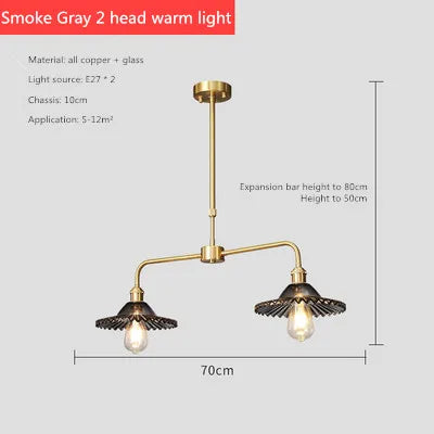 All copper dining room, simple table lamp, modern retro, nostalgic, Nordic porch, coffee shop, American style country Chandelier - vue 9 sur 8
