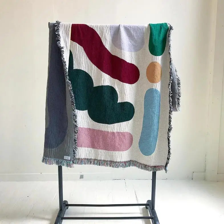 Plaid coton motif rayures style bohème salon voyage - vue 2 sur 5
