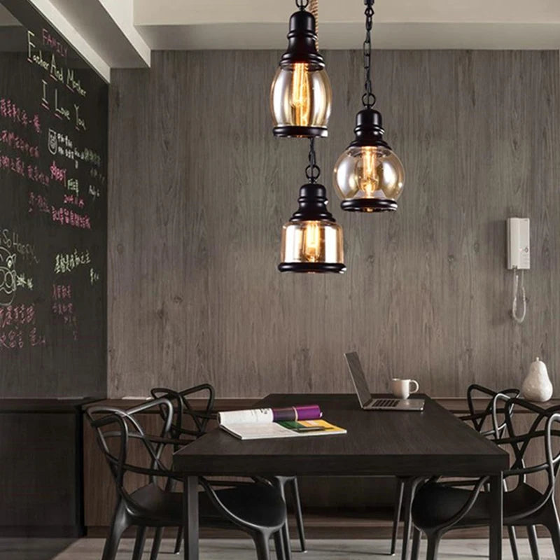 suspension vintage en verre pour style industriel bar restaurant café - vue 3 sur 9