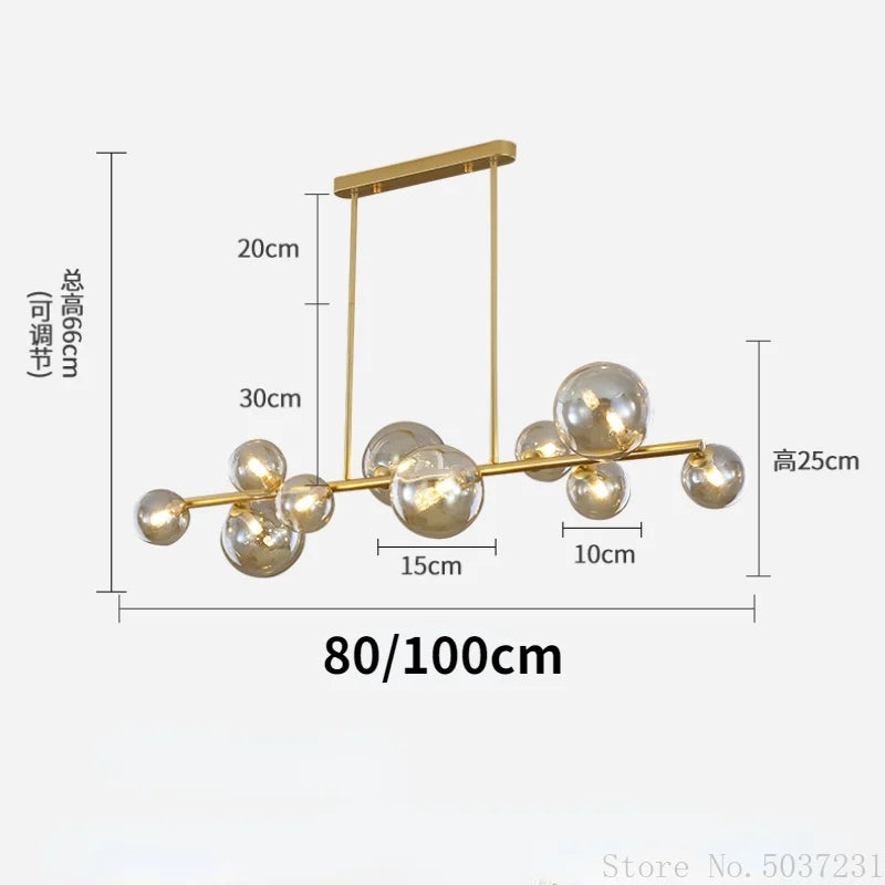 lustre led nordique moderne en boule de verre éclairage industriel - vue 5 sur 13