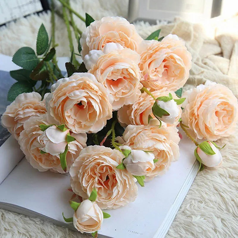 têtes de rose en soie artificielle pour décoration mariage et fête - vue 4 sur 16