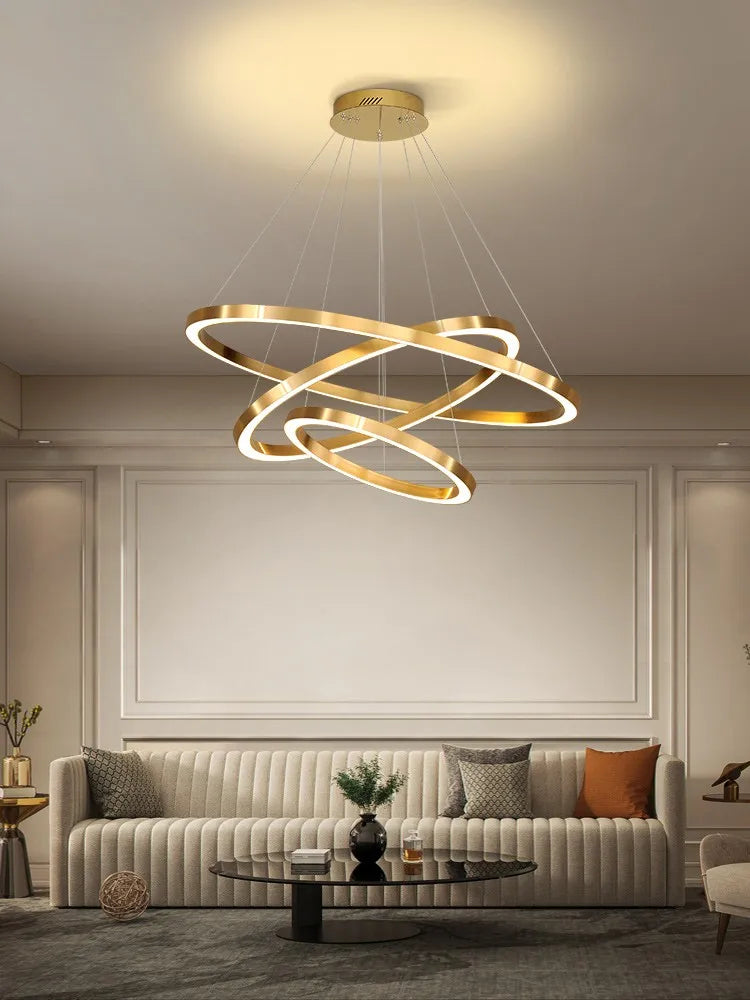 lustre simple style nordique moderne cercle rond décoration intérieure - vue 1 sur 14
