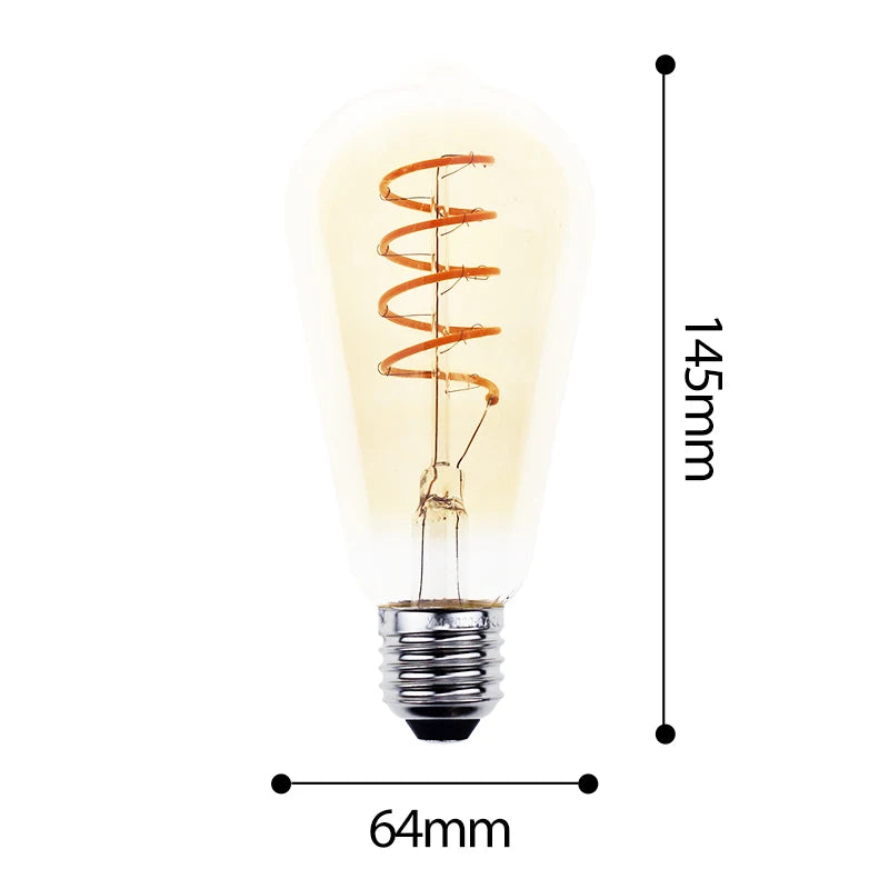 ampoule rétro led edison lumière filament vintage jaune chaud - vue 11 sur 12