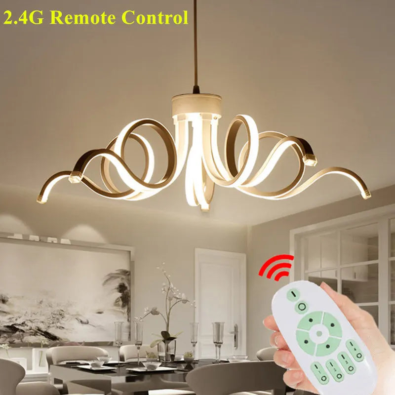 lustre suspendu moderne télécommandé en aluminium acrylique éclairage intelligent