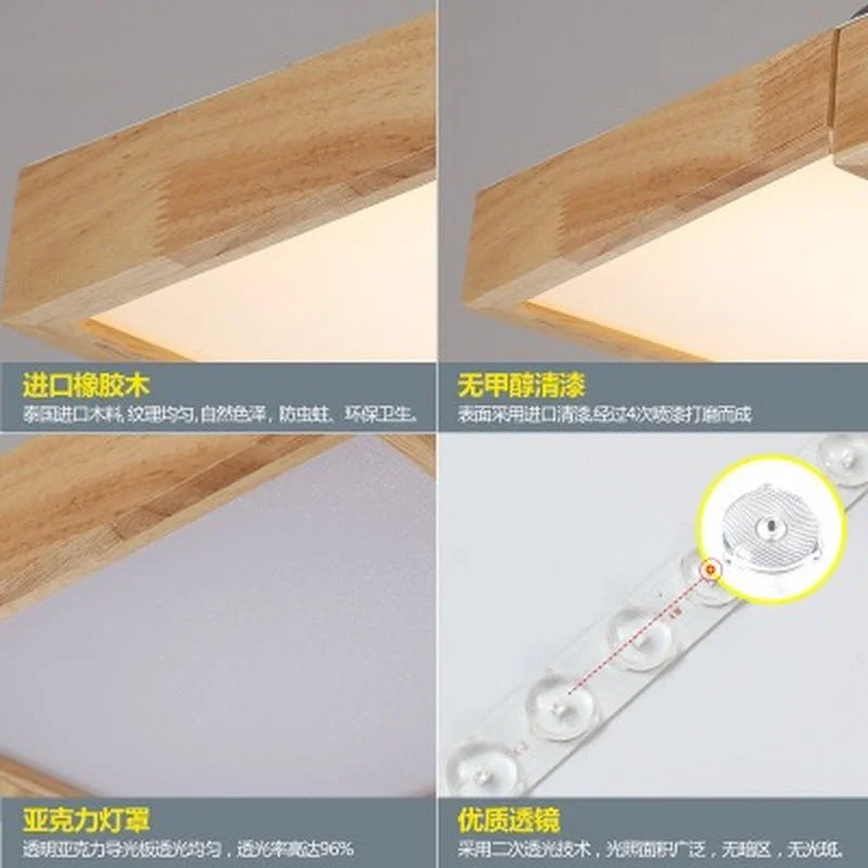 plafonnier à led en bois avec télécommande pour éclairage intérieur - vue 6 sur 10