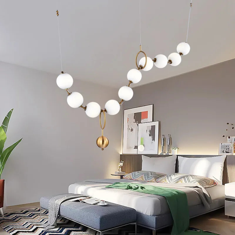 lustre à led en chaîne de boules en verre élégant et moderne - vue 2 sur 7