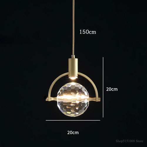 suspension LED en cristal design nordique luxueux - vue 9 sur 8
