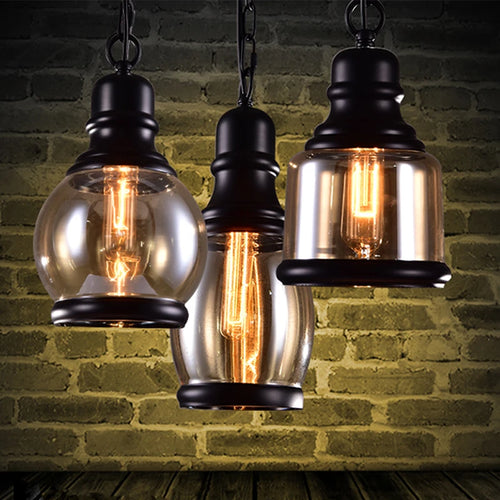suspension vintage en verre pour style industriel bar restaurant café - vue 2 sur 9