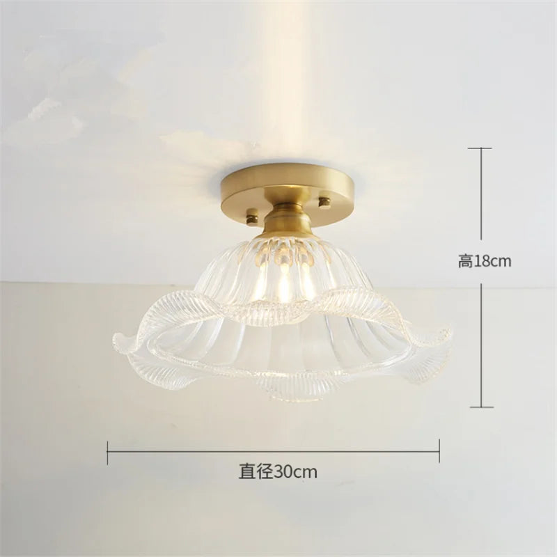 Plafonnier en verre nordique rétro Loft Vintage plafonnier salle à manger couloir moderne cuivre E27 plafond abat-jour en verre - vue 26 sur 26