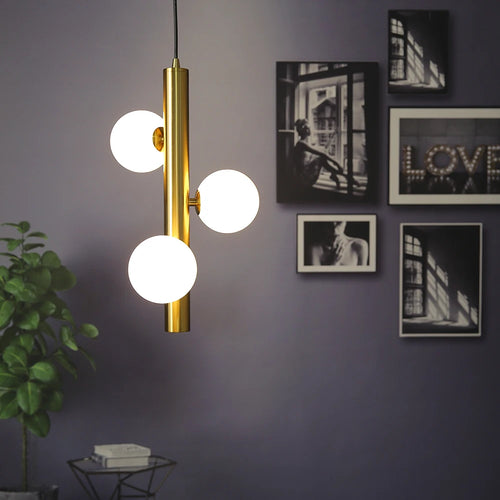 lustre moderne en verre mat suspension led luminarias - vue 2 sur 6