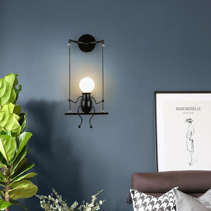 applique murale moderne en fer humanoïde luminaire décoratif d'intérieur - vue 4 sur 18
