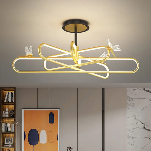 lustre nordique de luxe libellule led rétractable moderne - vue 4 sur 9