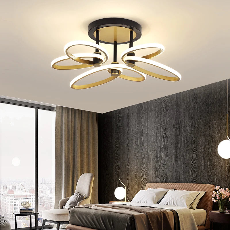 plafonnier moderne en pétale d'or pour intérieur décoratif - vue 3 sur 12