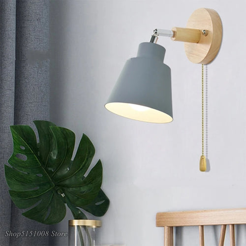 applique murale nordique en bois rotative avec interrupteur moderne - vue 2 sur 14