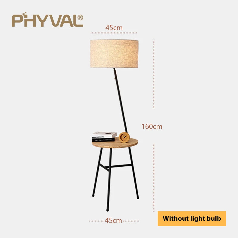 Lampadaire Nordique bois sur pied tissu interrupteur - vue 15 sur 17