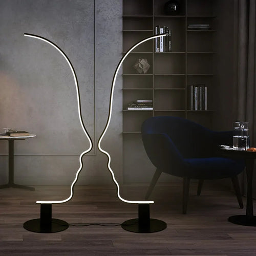 Nordique visage humain lampadaire LED longue scandinave salon chambre chevet décor à la maison luminaire intérieur support lumière - vue 5 sur 7
