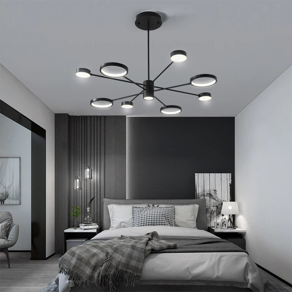 Plafonnier LED multi-têtes en fer noir - vue 3 sur 10