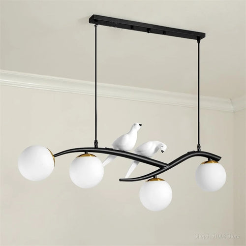 lustre moderne nordique en verre led pour restaurant bar - vue 6 sur 14