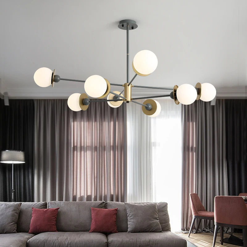 lustre moderne boule de verre pour éclairage intérieur décoratif - vue 4 sur 10