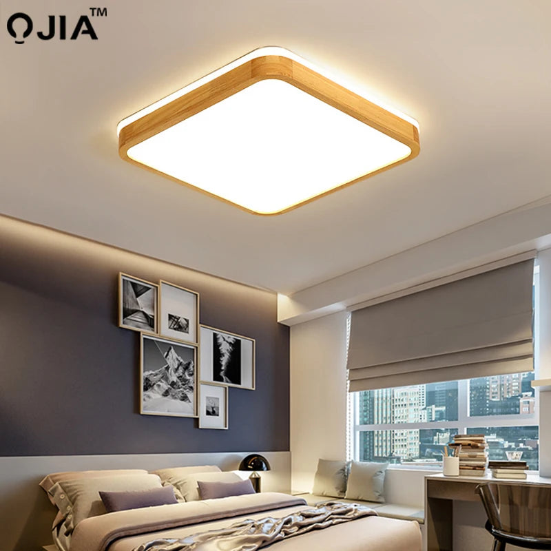 plafonnier led en bois véritable au design moderne idéal pour toutes pièces - vue 4 sur 15