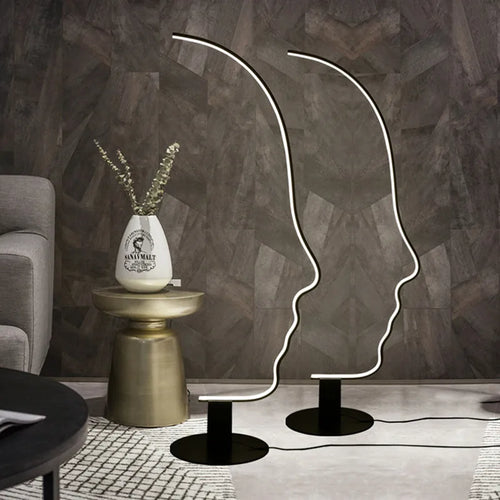Nordique visage humain lampadaire LED longue scandinave salon chambre chevet décor à la maison luminaire intérieur support lumière - vue 3 sur 7