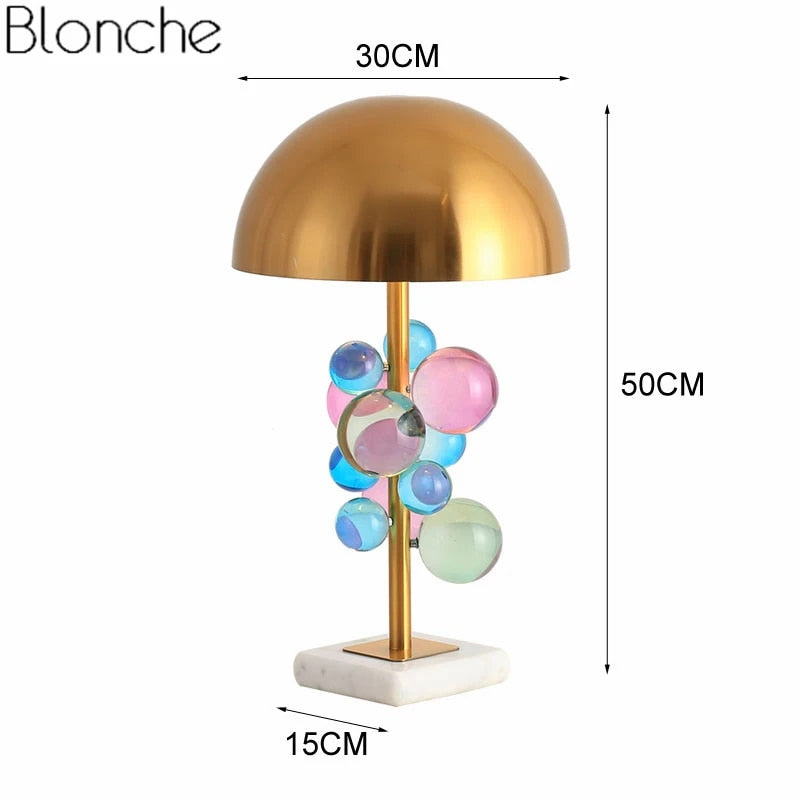 Lampe à poser base marbre et abat-jour métal Ball - vue 7 sur 7