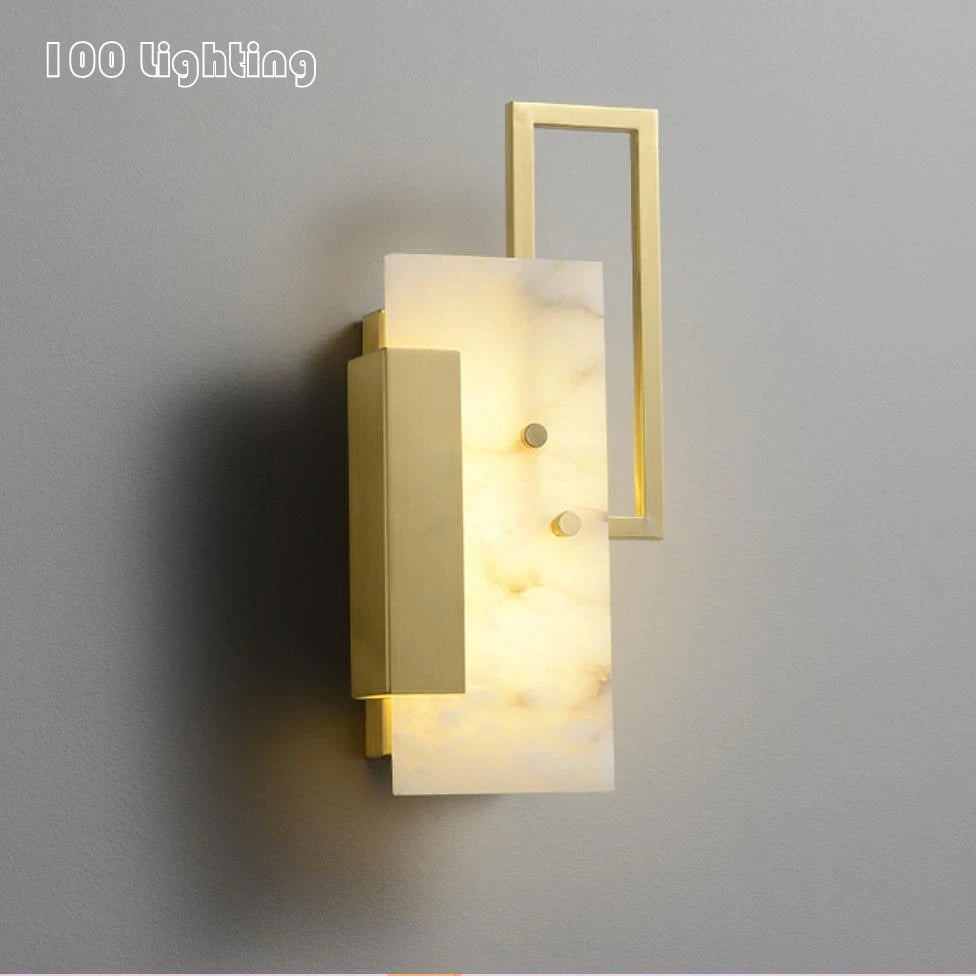 (80j - 10juin) Applique murale moderne LED rectangulaire et base dorée Aloise - vue 2 sur 2