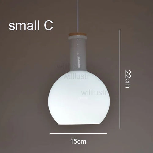 (mai80j) Suspension avec abat-jour en verre blanc style bouteille Nader - vue 11 sur 16