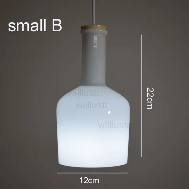 (mai80j) Suspension avec abat-jour en verre blanc style bouteille Nader - vue 3 sur 16
