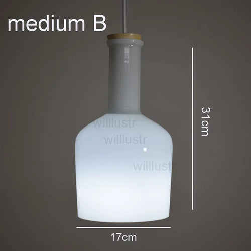 (mai80j) Suspension avec abat-jour en verre blanc style bouteille Nader - vue 5 sur 16